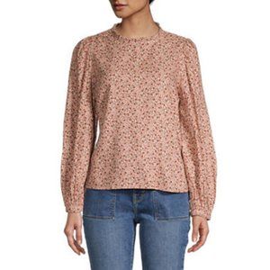 a.n.a. peach, floral prairie style blouse